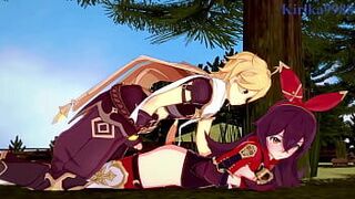 Интенсивный секс Эмбер, Фишль (Эми) и Эфир. - Геншин Импакт Хентай - порно видео