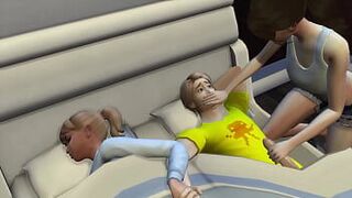 СКРЫТЫЙ МИНЕТ ЗАКАНЧИВАЕТСЯ В ТРОЙНЕ - порно видео